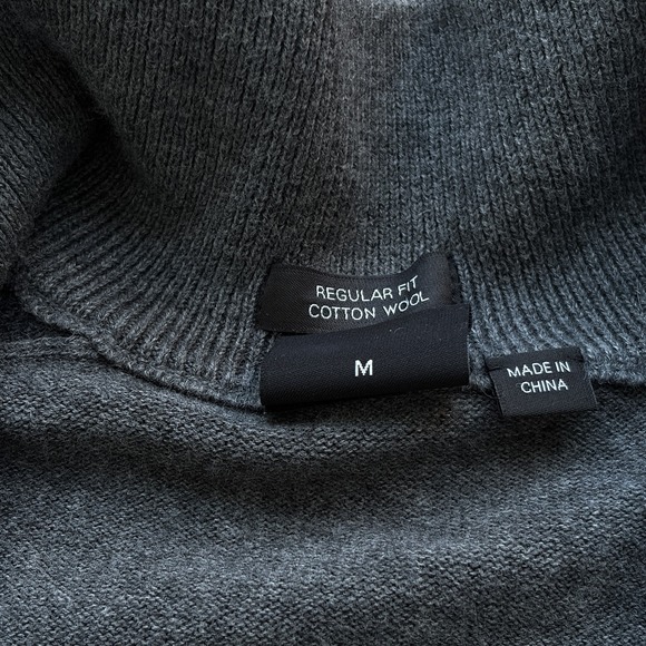 Hugo Boss Jacket Mens Medium Gray 1/4 Zip Cotton Wool Blend Knit Pullover - Picture 7 of 10